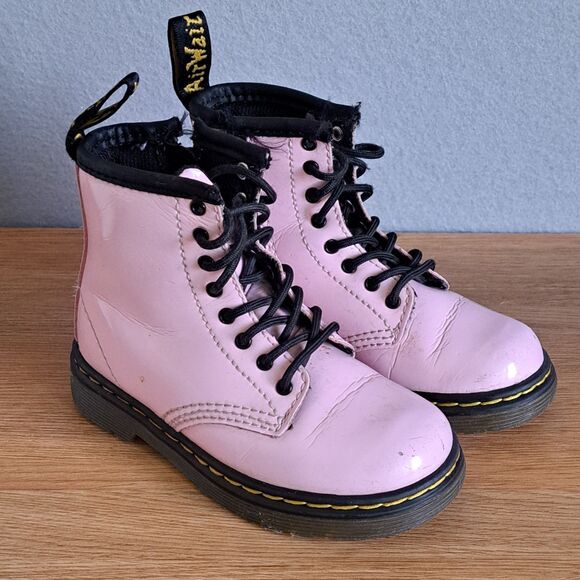 Doc Martens Toddler Girls 8 US 7 UK 24 EU 1460T Pink Patent Leather Dr. Boots - Picture 1 of 9